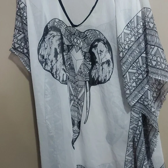 Elephant Print Kaftan One Size - Picture 3 of 8